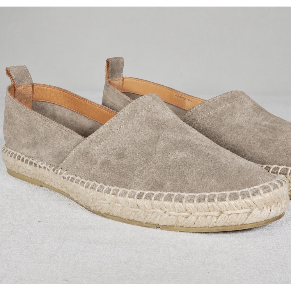 Aquatalia Felipe Men's Size 8 Taupe Suede Waterproof Espadrille Loafers